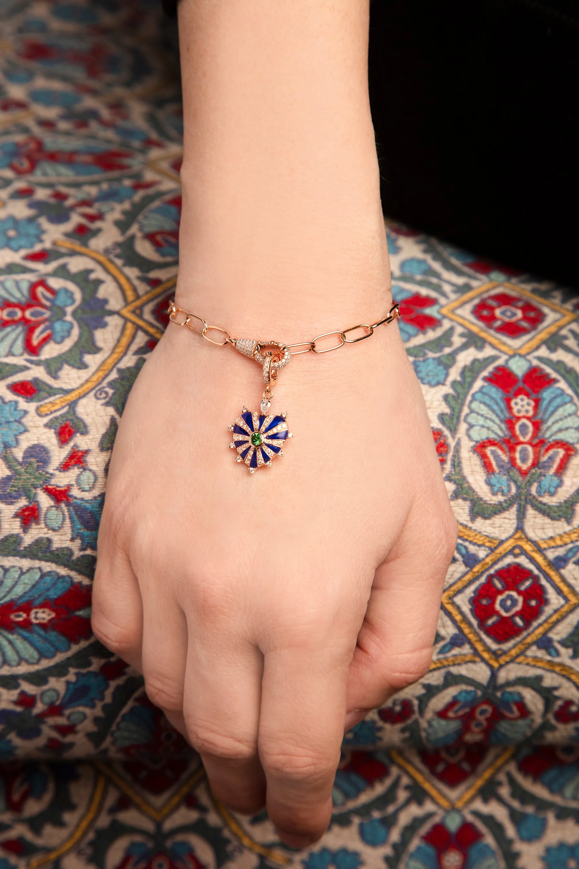Small Diamond Hook Bracelet, Yellow Gold