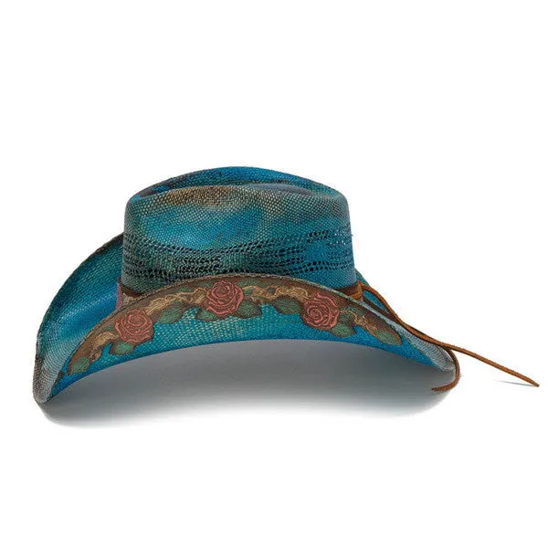 Stampede Hats - Blue Rose Straw Cowboy Hat