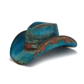 Stampede Hats - Blue Rose Straw Cowboy Hat