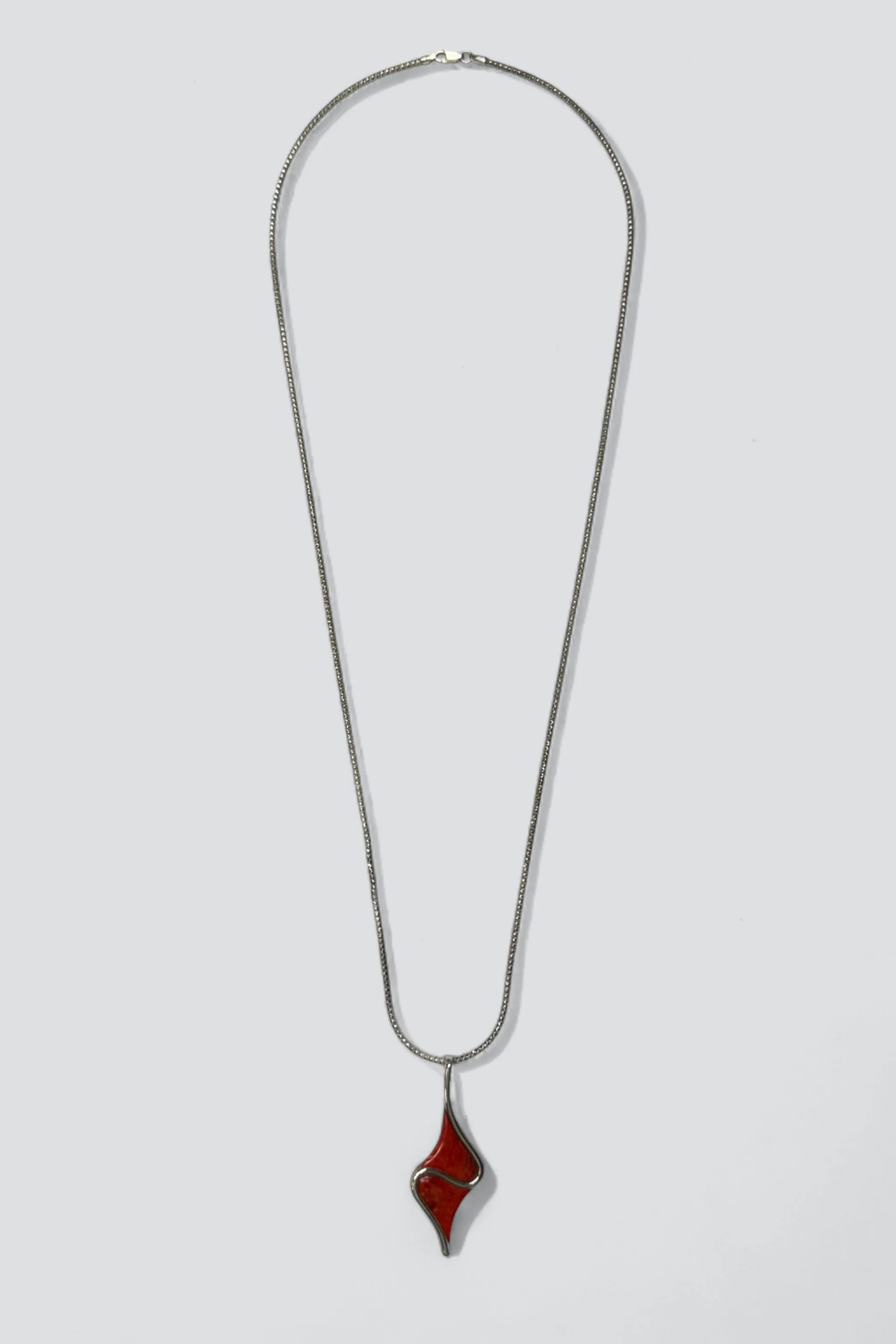 Sterling Silver Coral Swirl Pendant Necklace