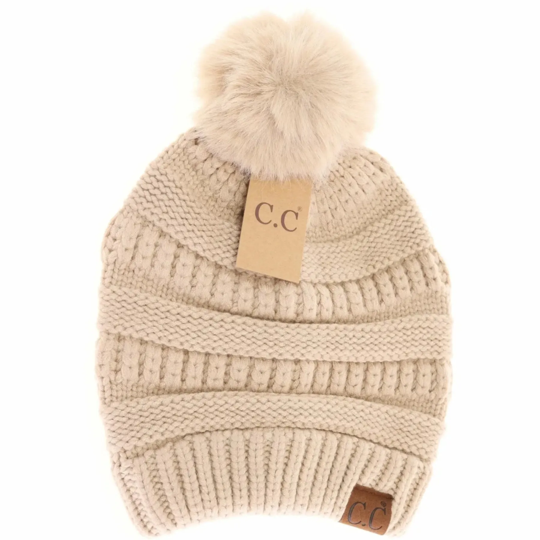 Super Soft Matching Fur Pom C.C Beanie
