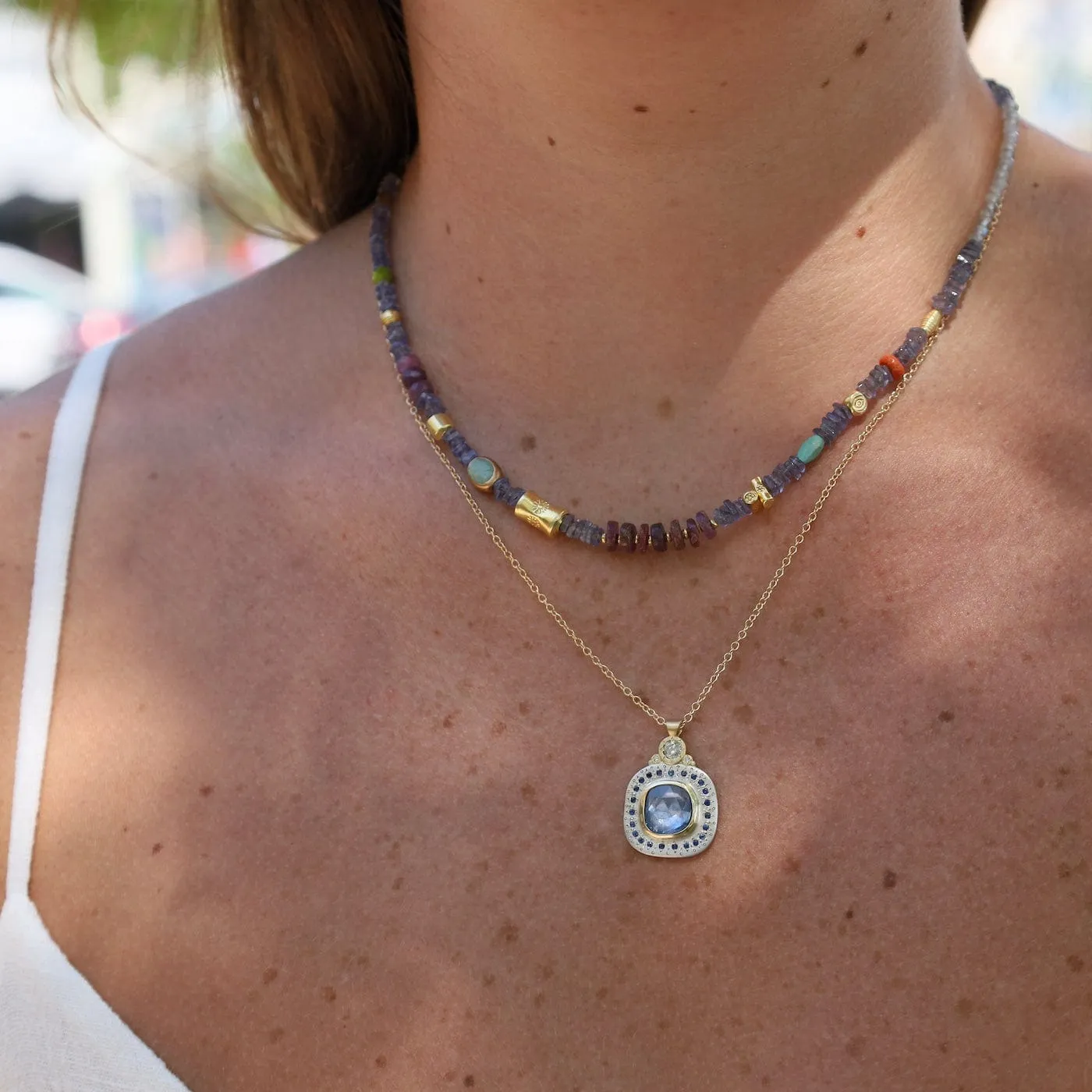 Tanzanite Square Great Barrier Reef Necklace