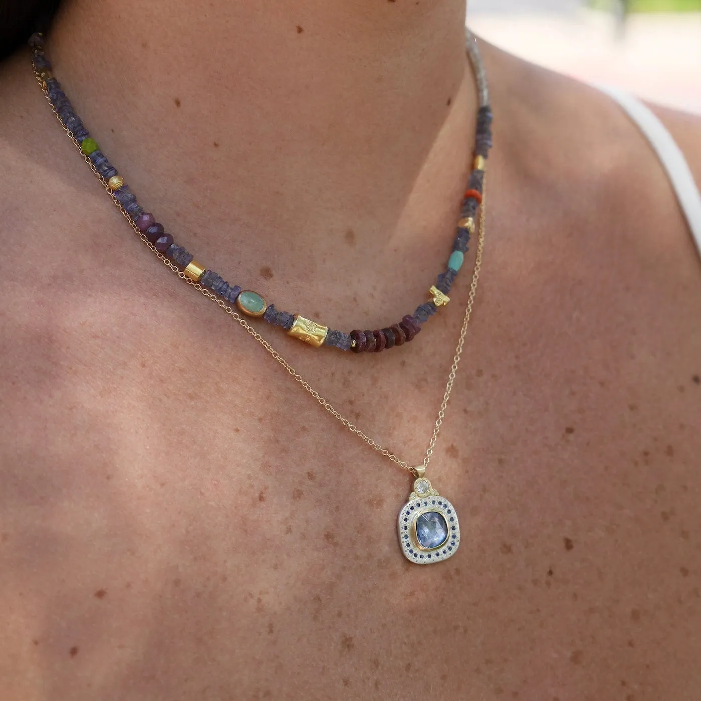 Tanzanite Square Great Barrier Reef Necklace