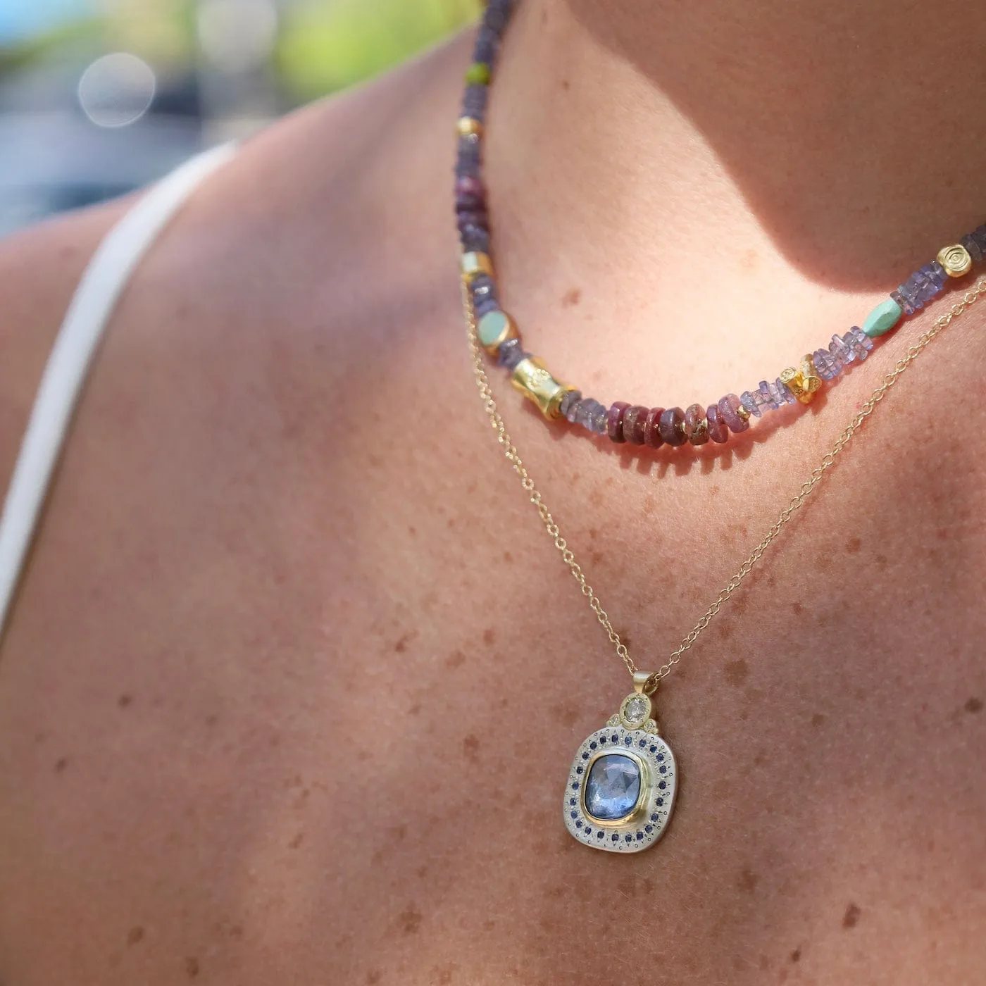 Tanzanite Square Great Barrier Reef Necklace