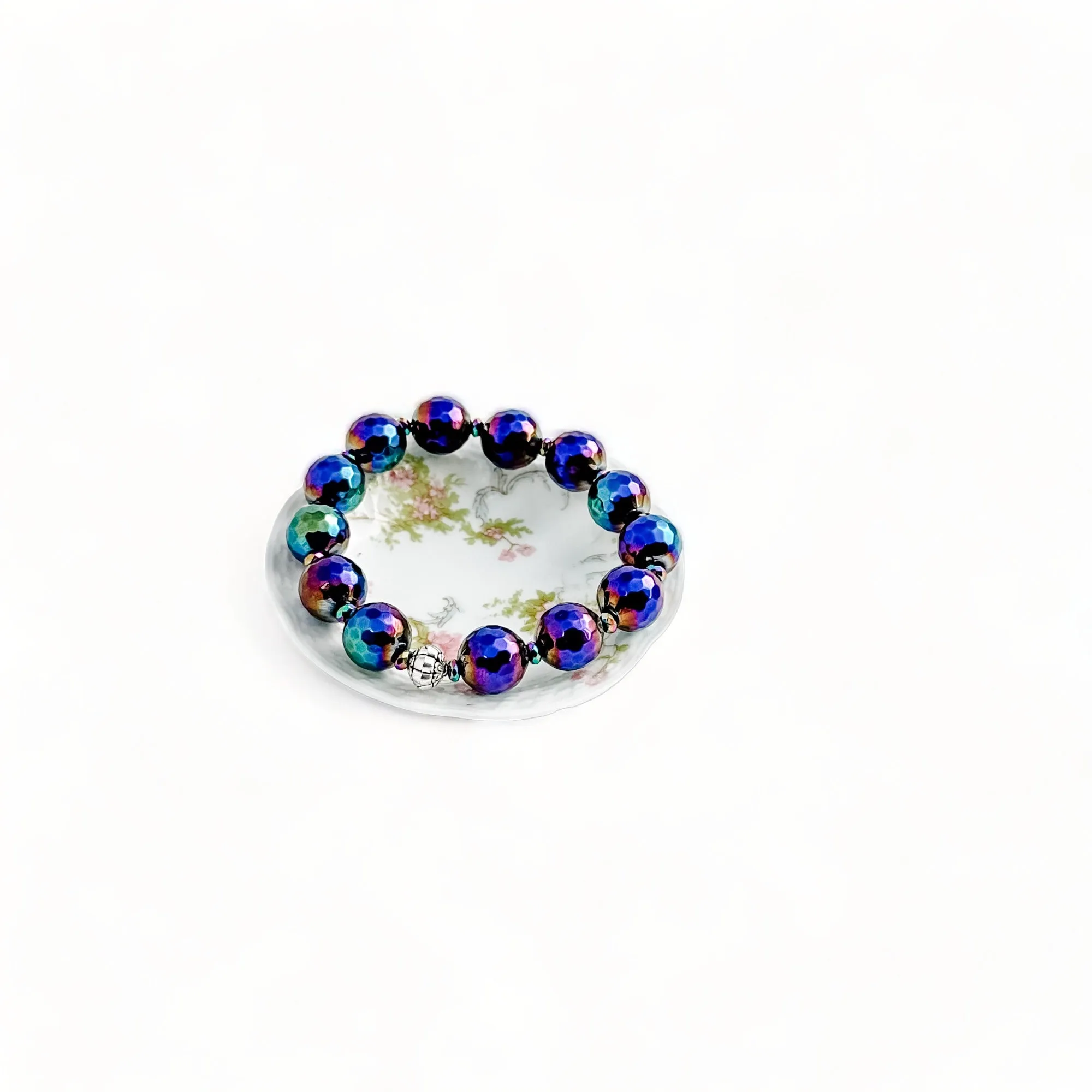 Titanium coated hematite stretch bracelet