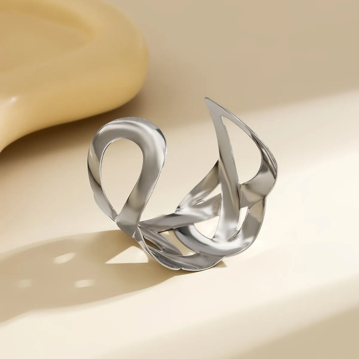 Trendy Wide Face Cross Open Bracelet with Hollow Metal Detail