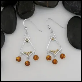 Trinity Knot Earrings with Amber