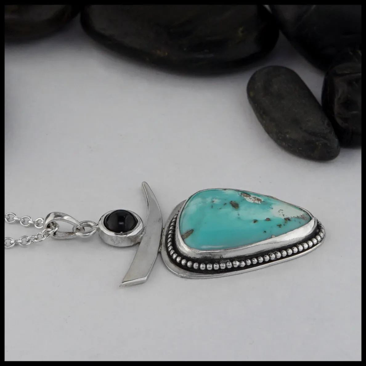 Turquoise Pendant with Black Onyx