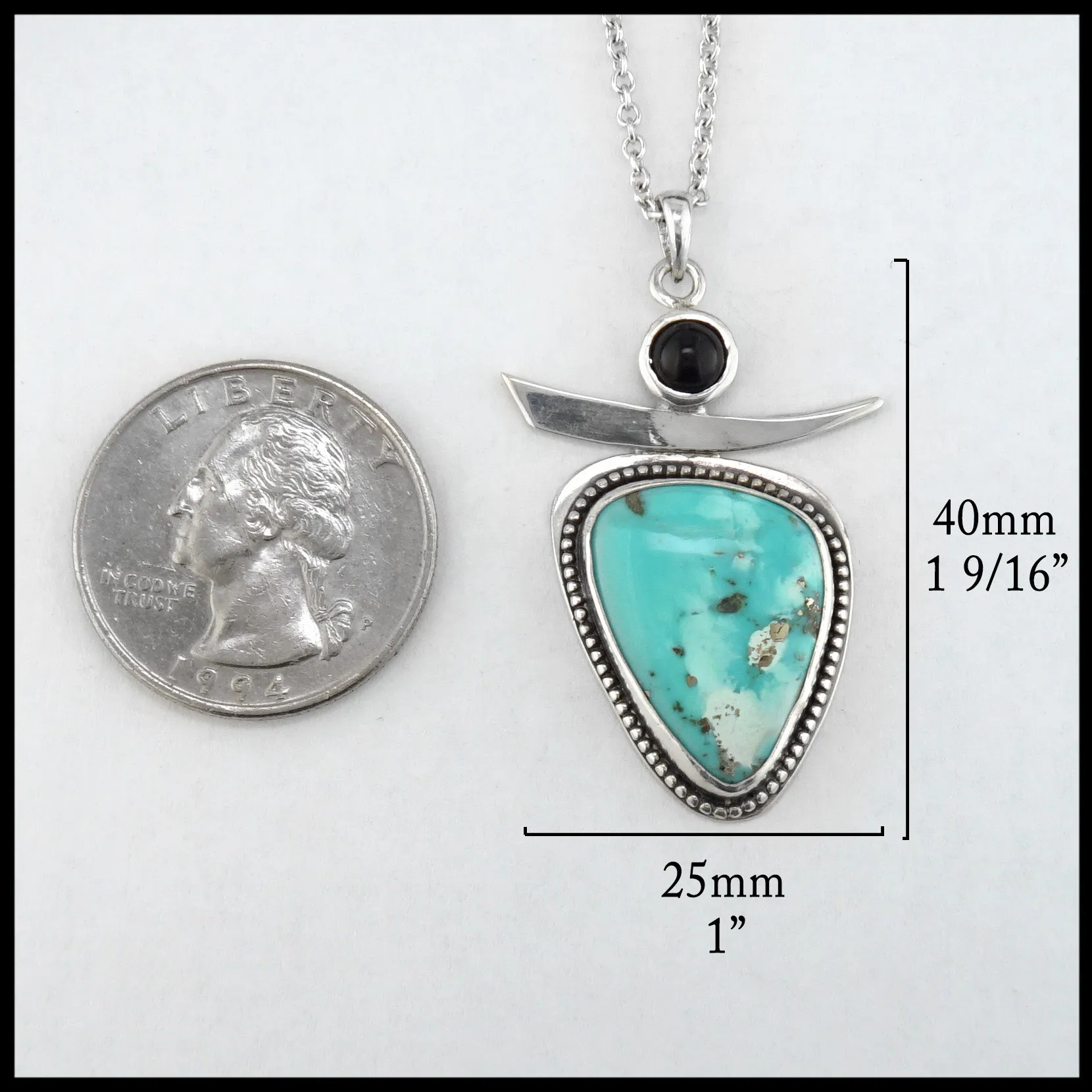 Turquoise Pendant with Black Onyx
