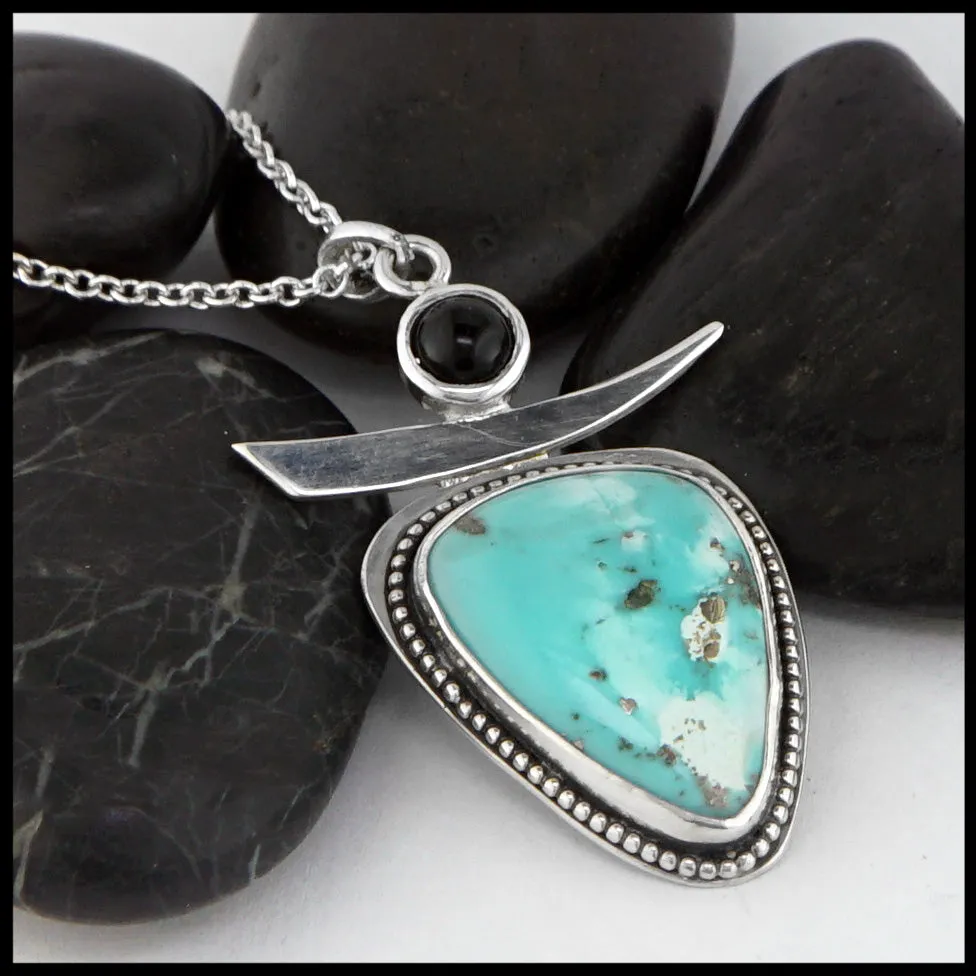 Turquoise Pendant with Black Onyx