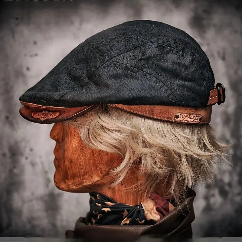 Unisex Leather Flat Cap
