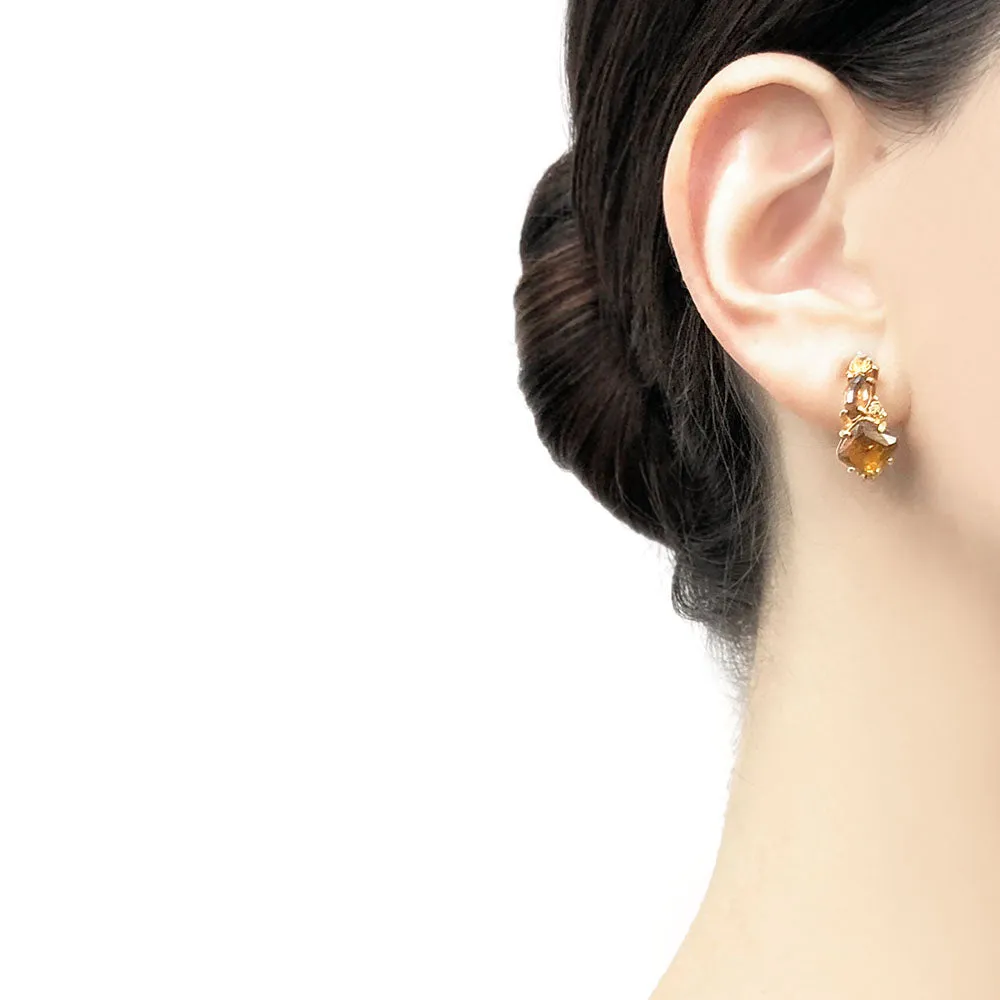 【USA輸入】ヴィンテージ モネ アンバー ラインストーン イヤリング/Vintage MONET Amber Rhinestones Clip On Earrings