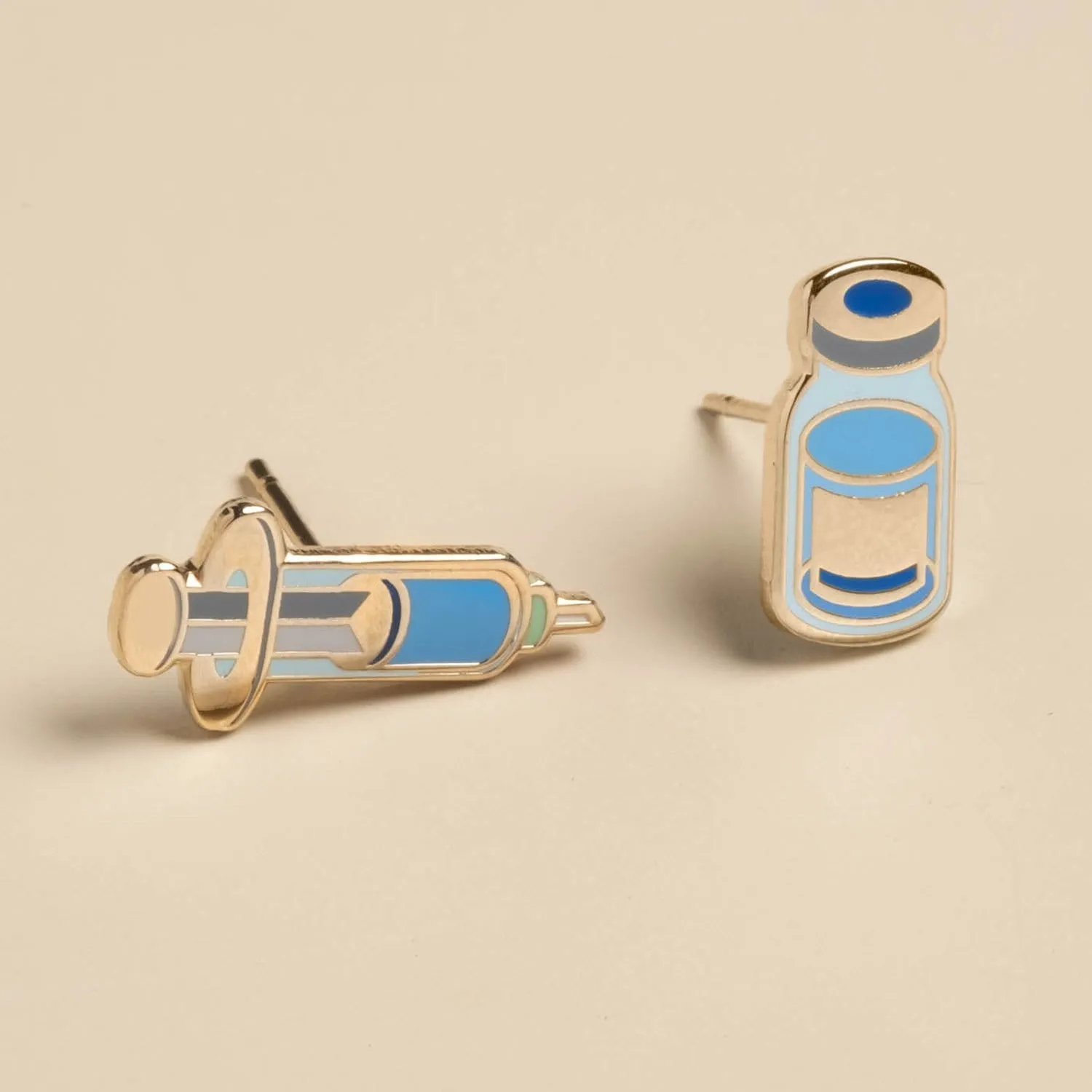 Vaccine Syringe and Vial (mixed set) Post Earrings