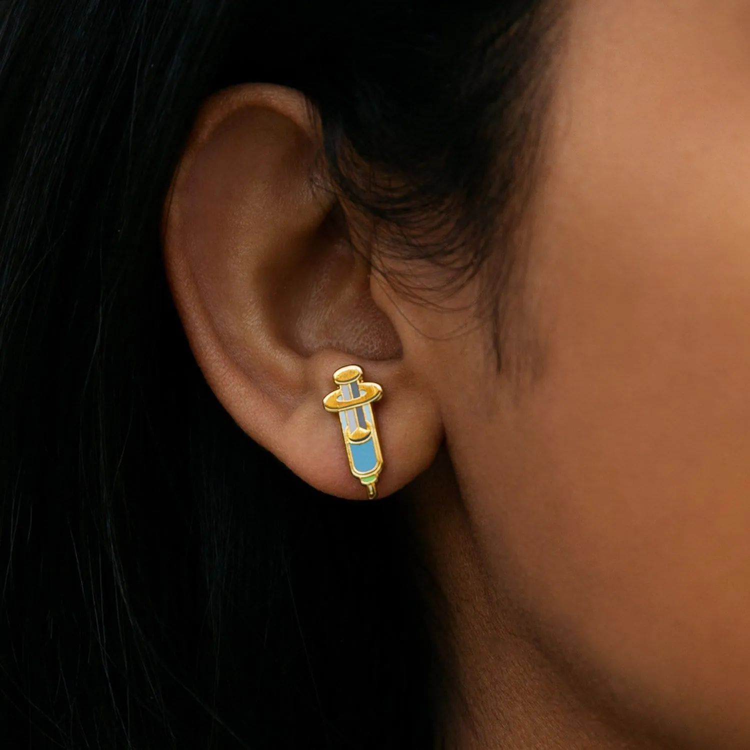Vaccine Syringe and Vial (mixed set) Post Earrings