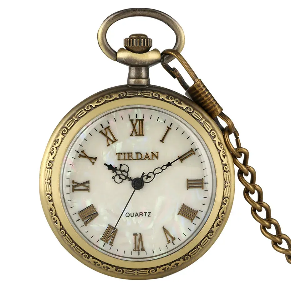 Vintage Retro Roman Numerals Display Quartz Pocket Watch