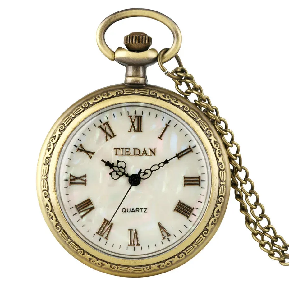 Vintage Retro Roman Numerals Display Quartz Pocket Watch