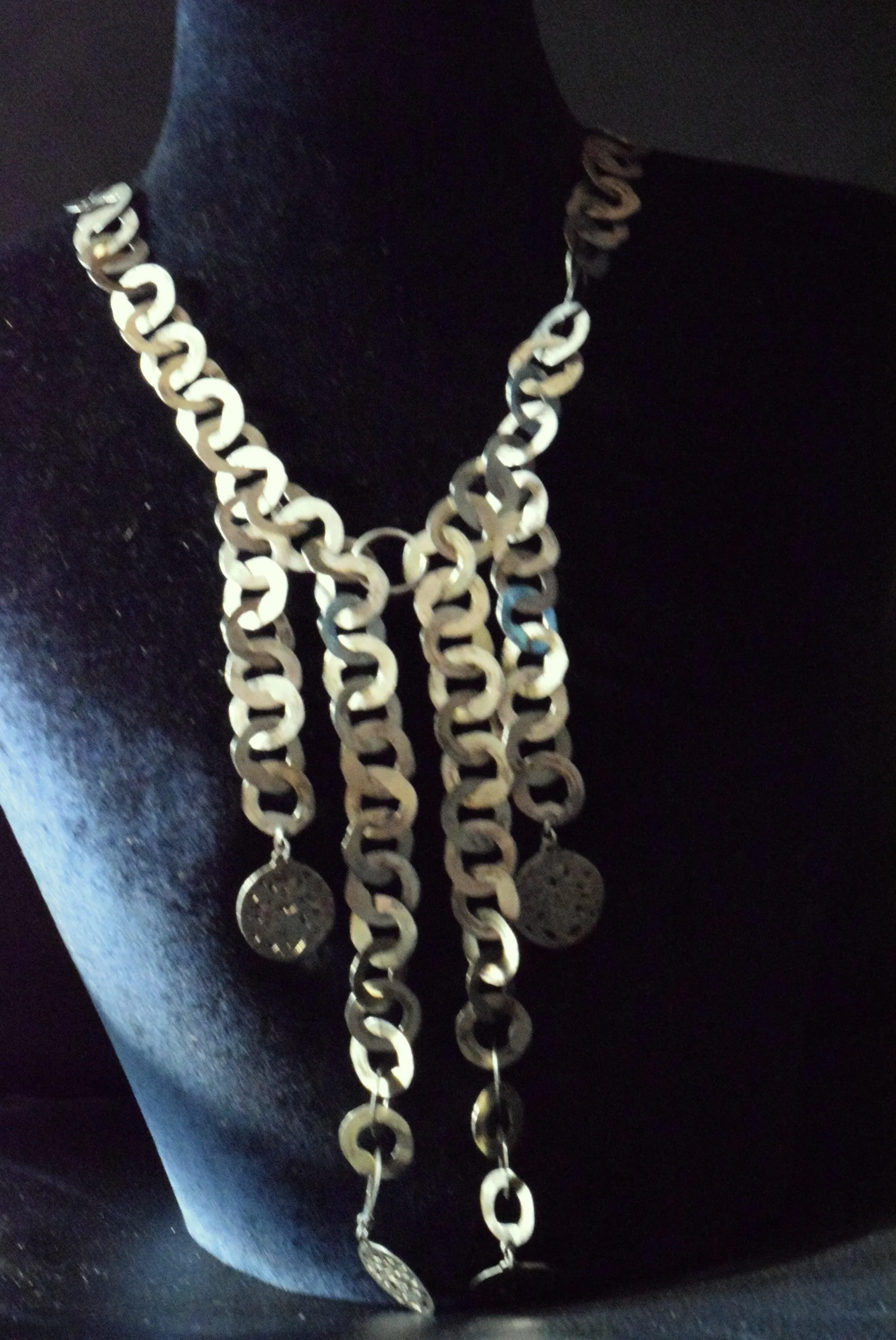 Vintage Silver Tunisian Rihana Chain Necklace with Berber Pendants