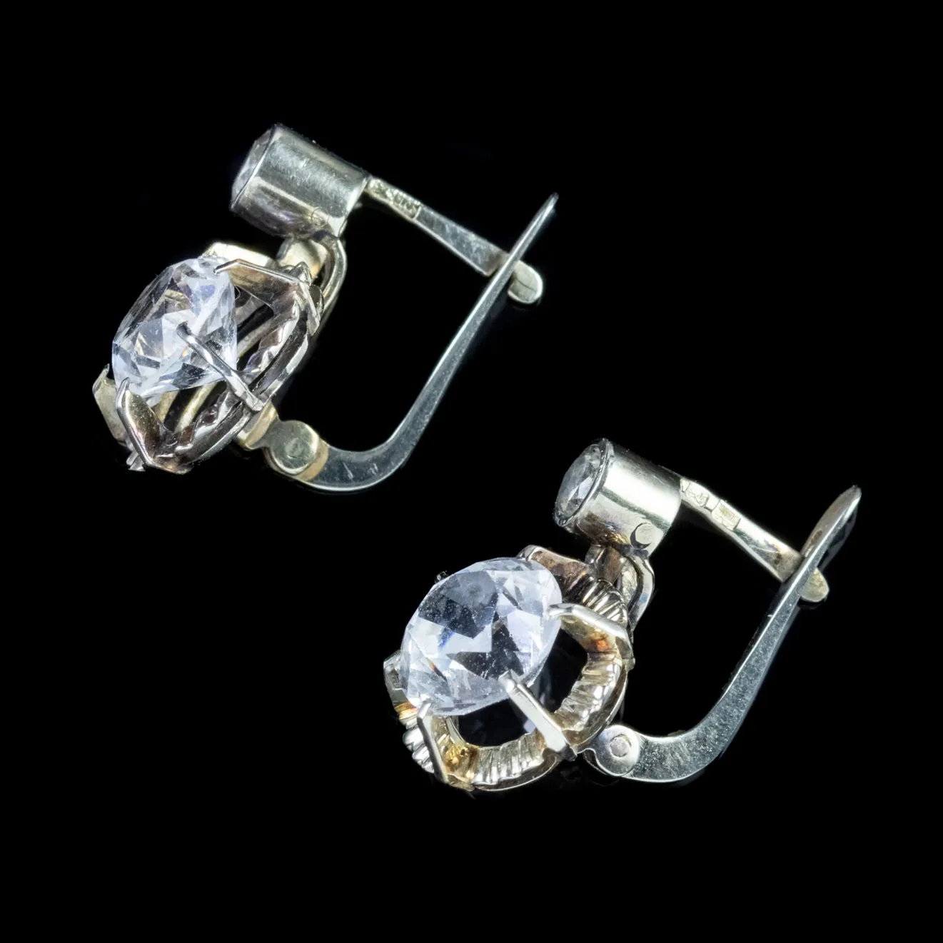 Vintage White Topaz Earrings 18ct Gold