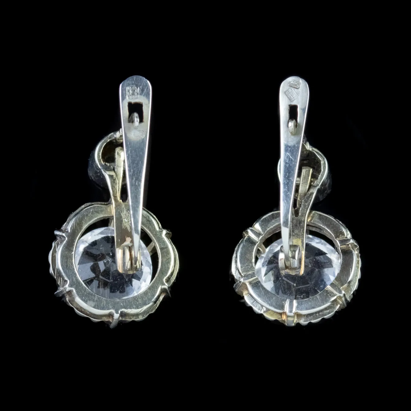 Vintage White Topaz Earrings 18ct Gold