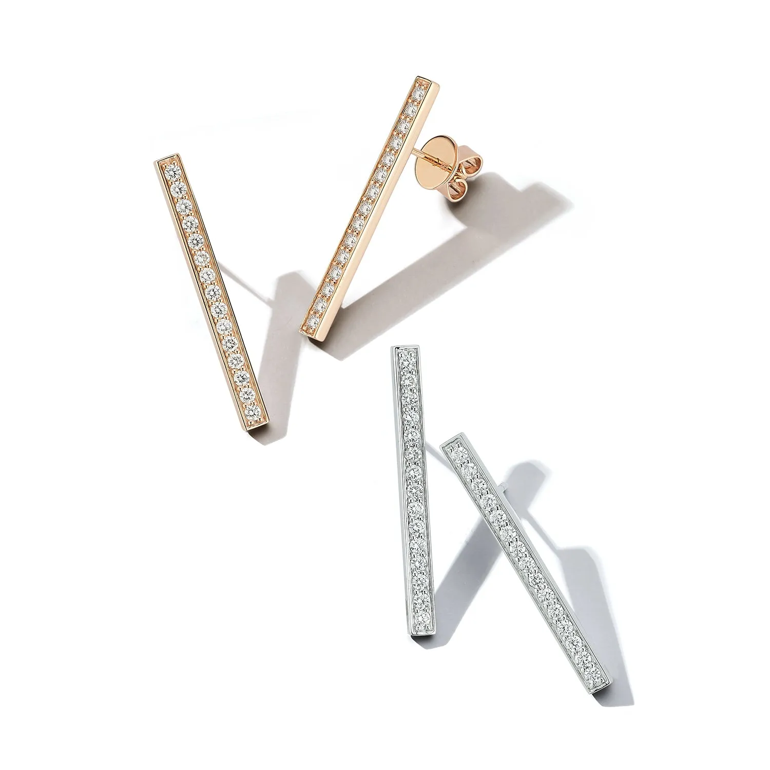 WF CLASSIC 18K AND DIAMOND BAR EARRINGS
