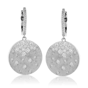 White Gold Diamond Disc Dangle Earrings