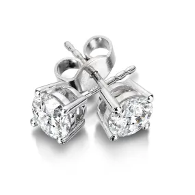 White Gold Diamond Stud Earrings, 1.26CTW