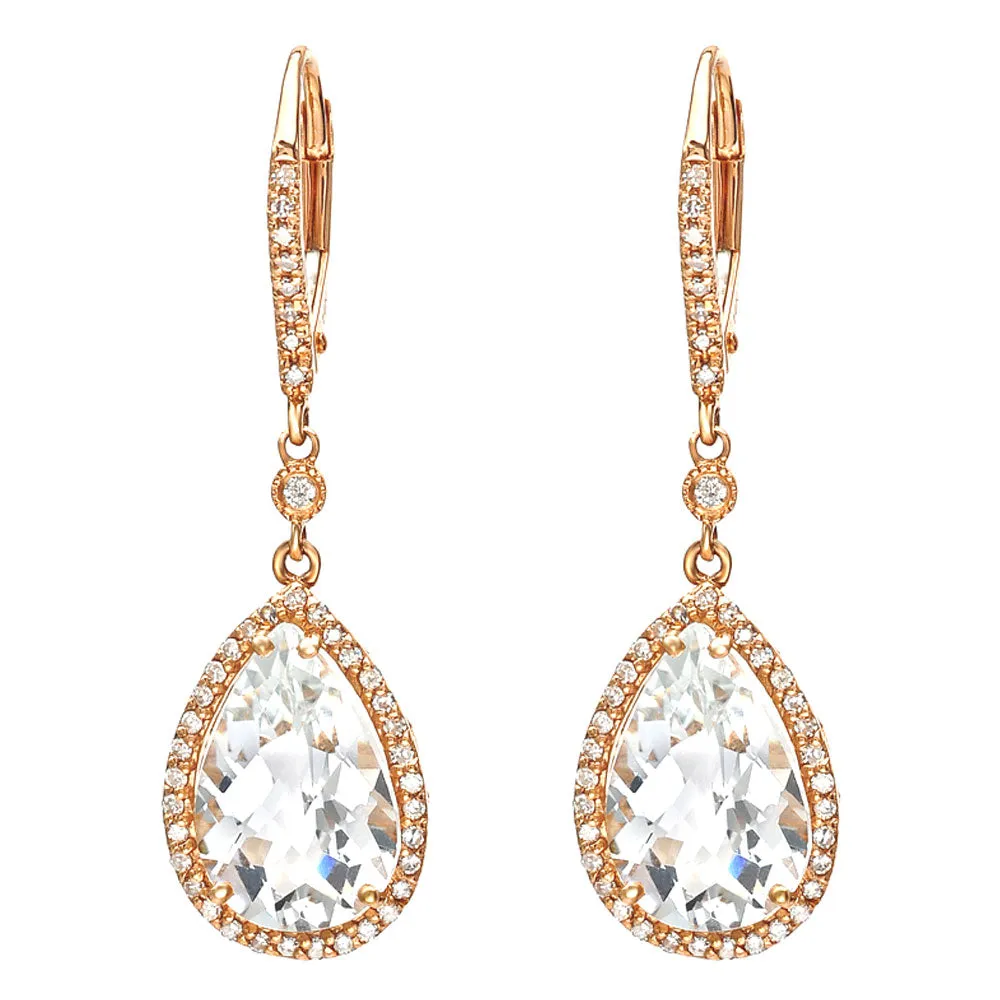 White Topaz and Diamond Teardrop Earrings