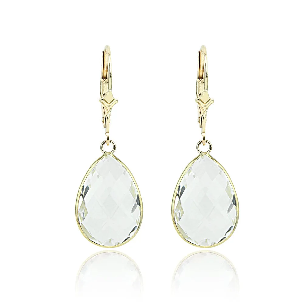 White Topaz Pear Shaped Dangle Earrings