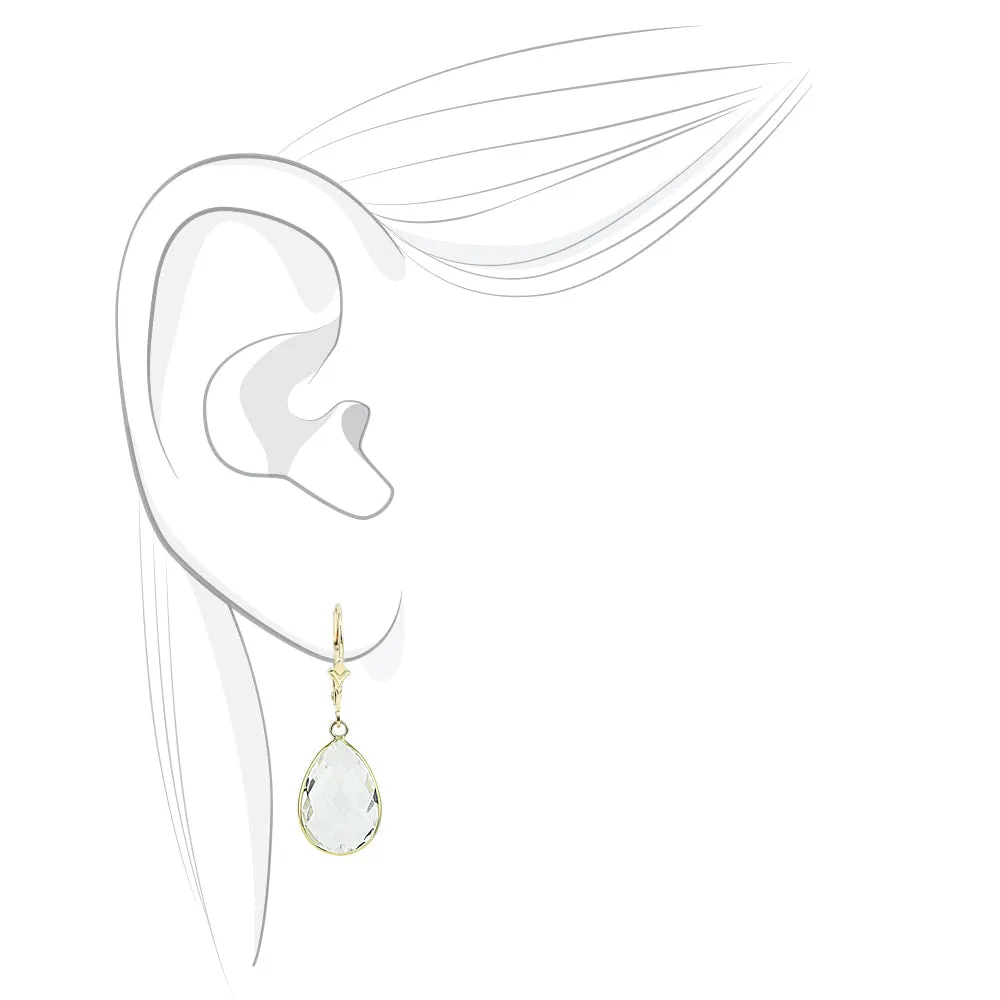 White Topaz Pear Shaped Dangle Earrings