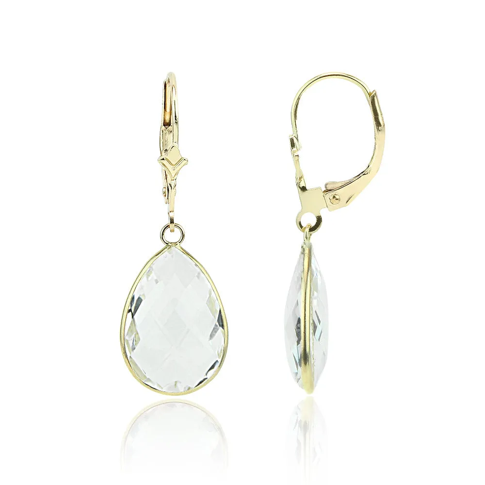 White Topaz Pear Shaped Dangle Earrings